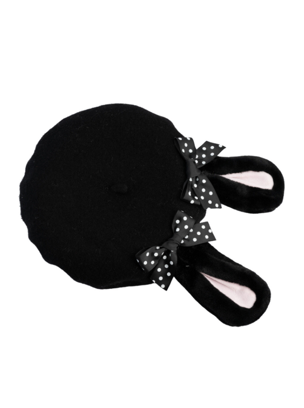Dot Ribbon Bunny Beret