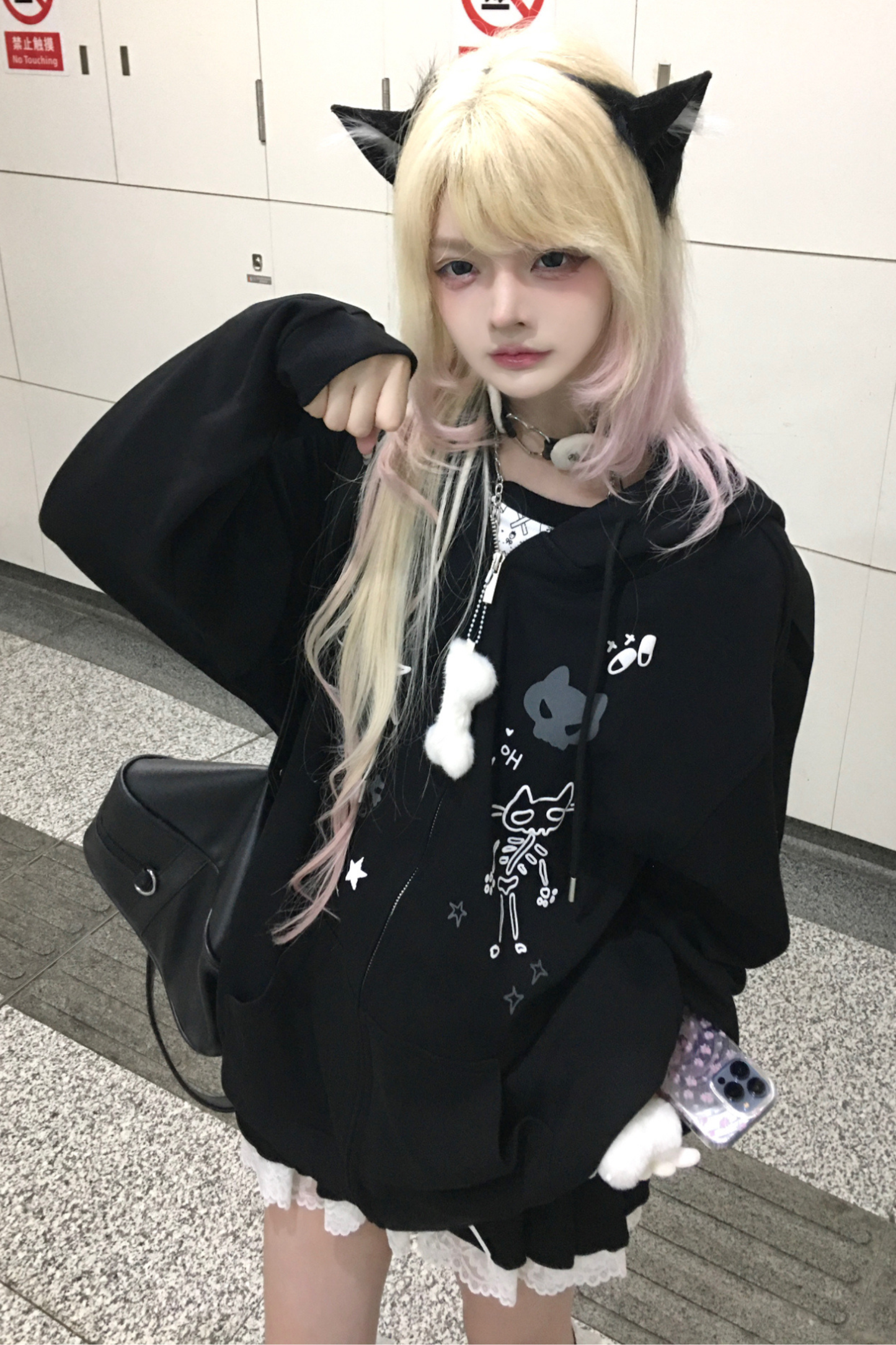 猫耳サブカルルーズパーカー