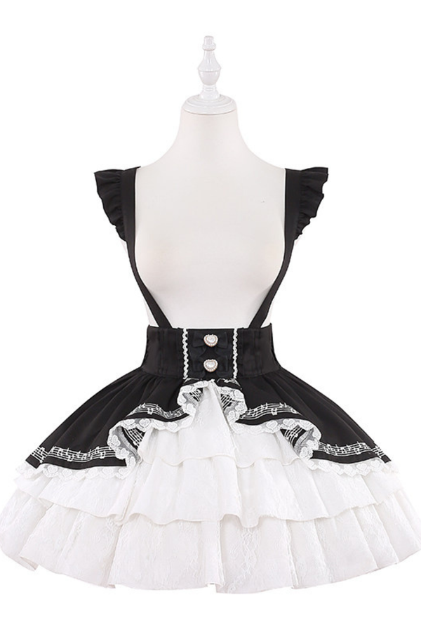 レースシャツ+ケーキビブスカート