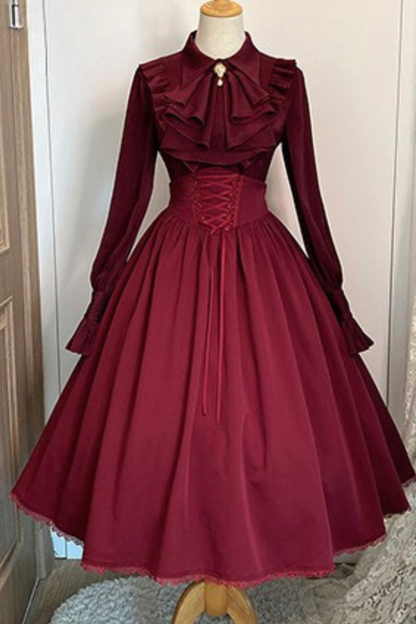 Retro Reversible Fishbone Lolita Skirt