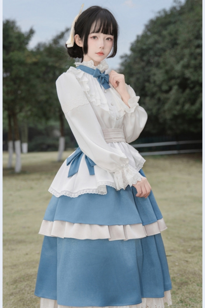 Retro Elegant Shirt + Half Skirt