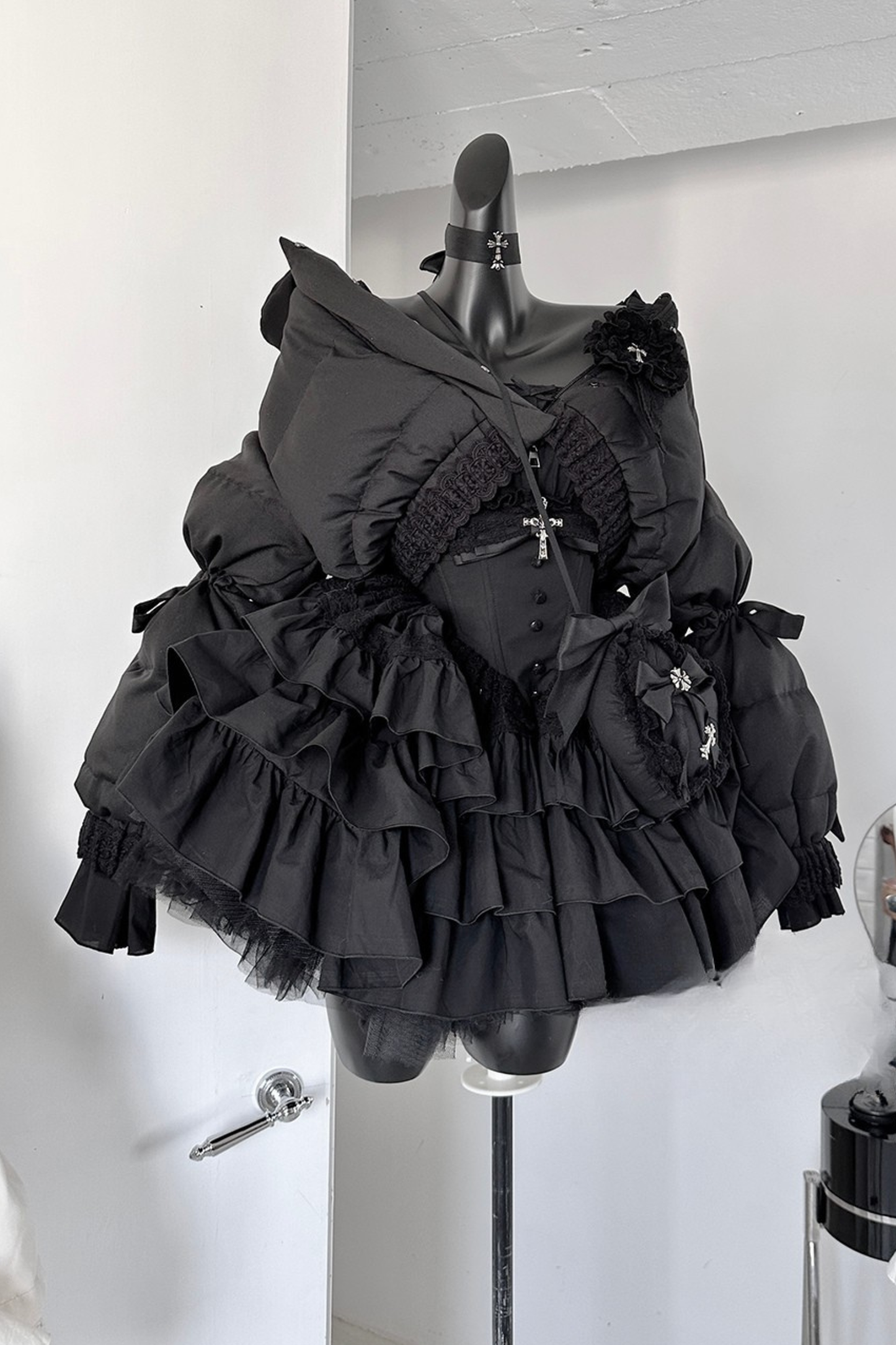 シフォンゴシックバッスルフリルドレスセット