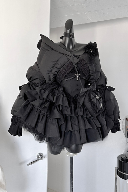 シフォンゴシックバッスルフリルドレスセット