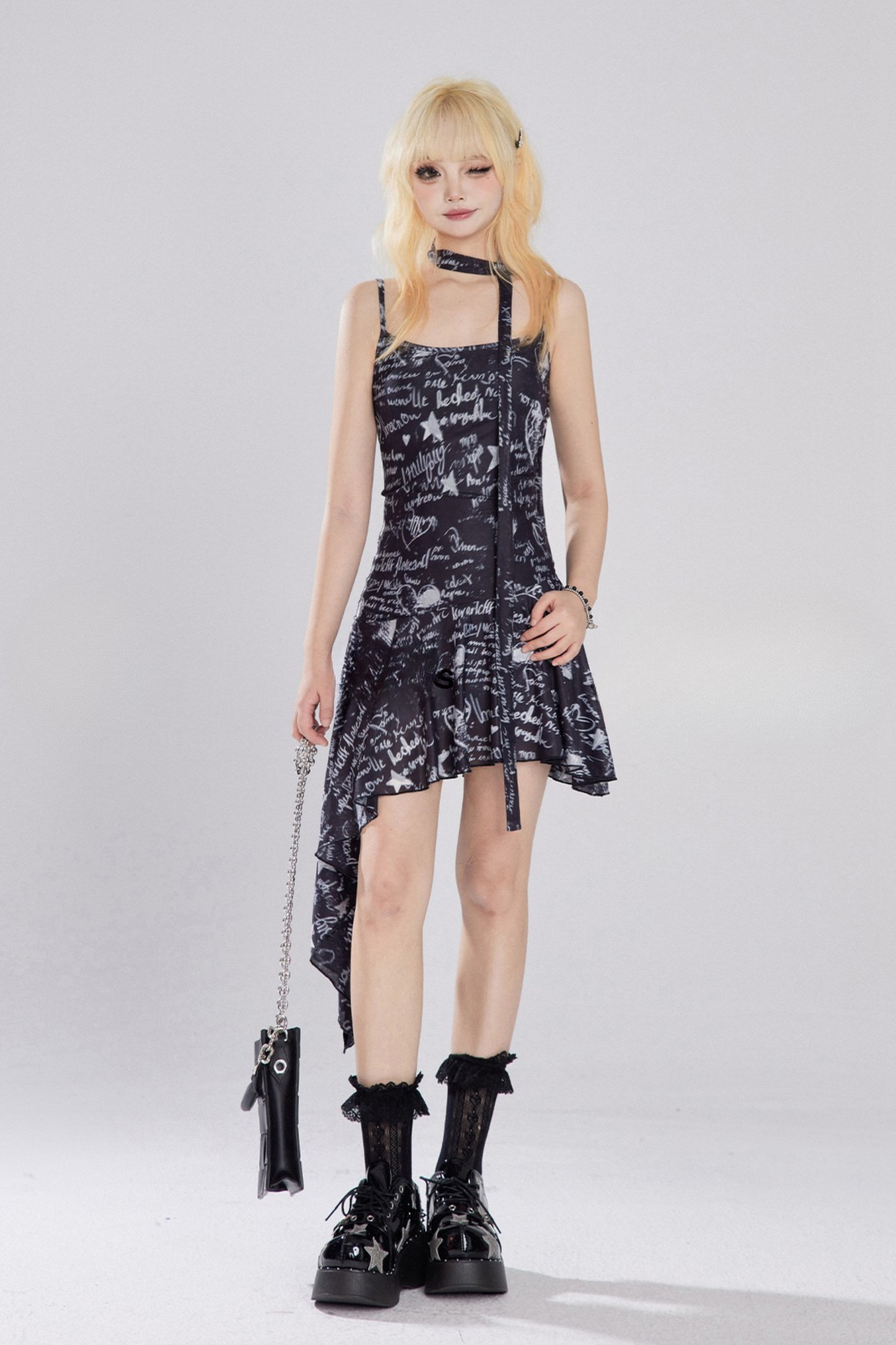 Rockstar Asymmetrical Design Suspender Dress