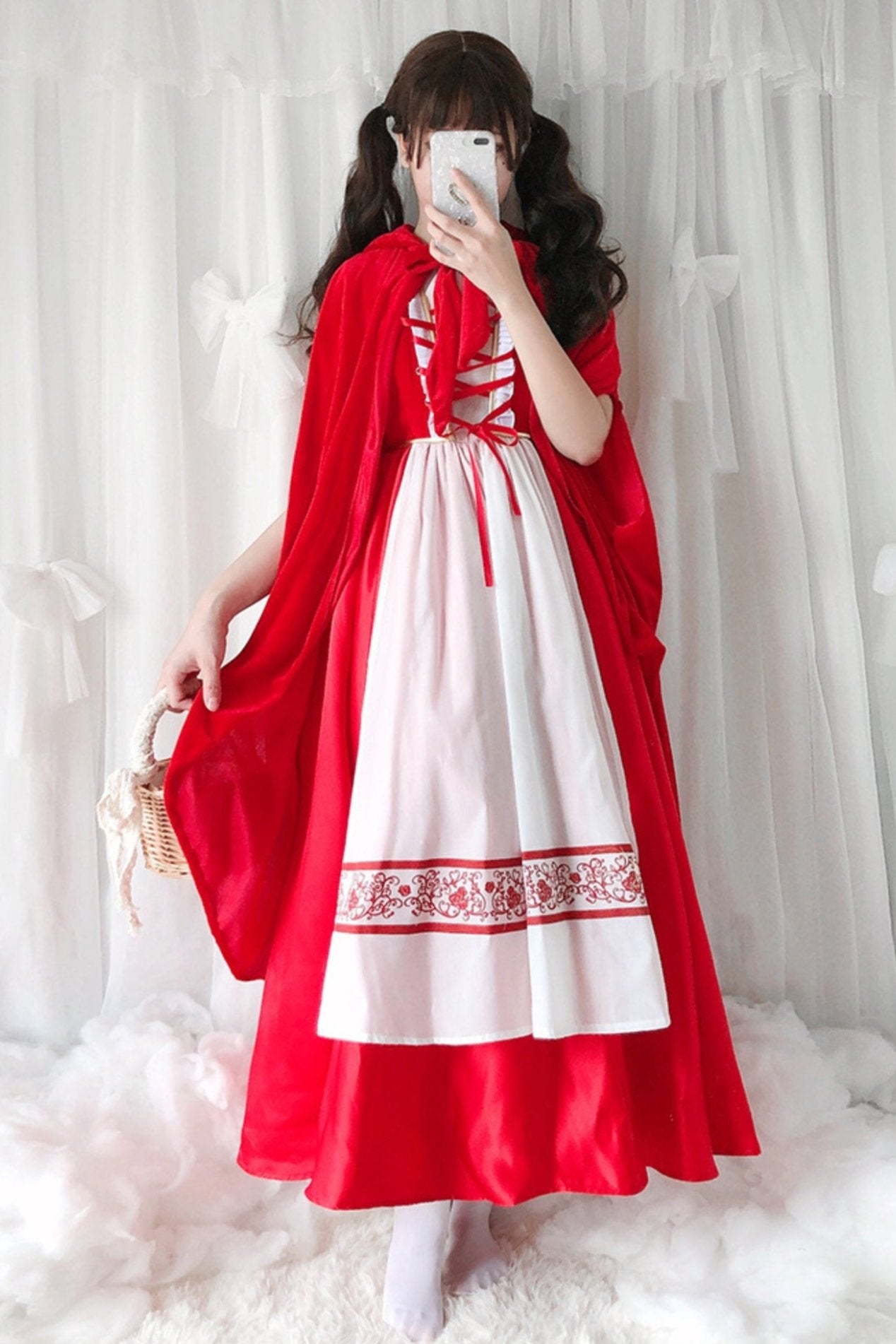 red riding hood long dress Little Red Riding Hood Long Sleeves Ruffle Sweet Lolita Dress