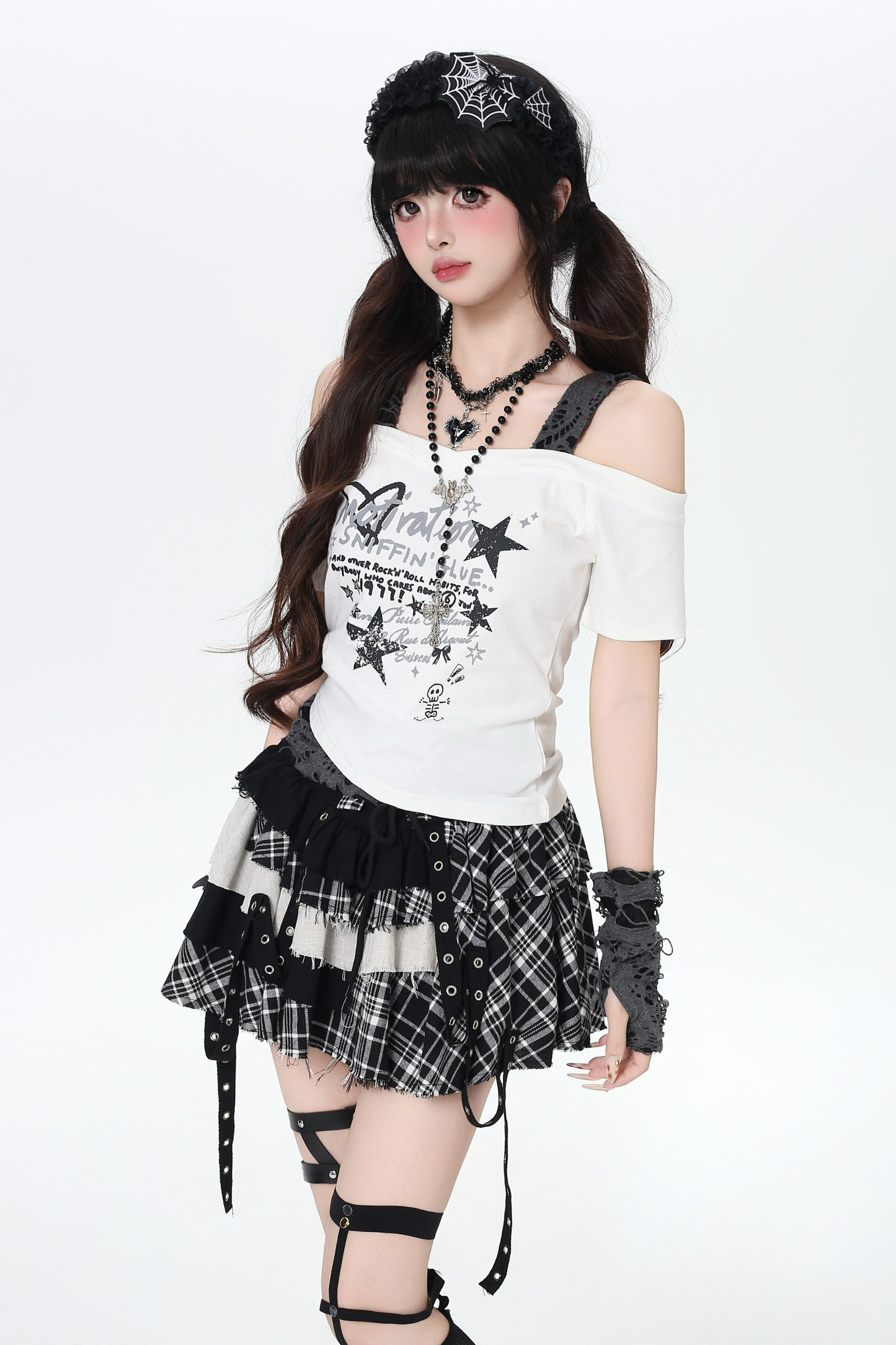 Plaid Asymmetrical Design Skirt