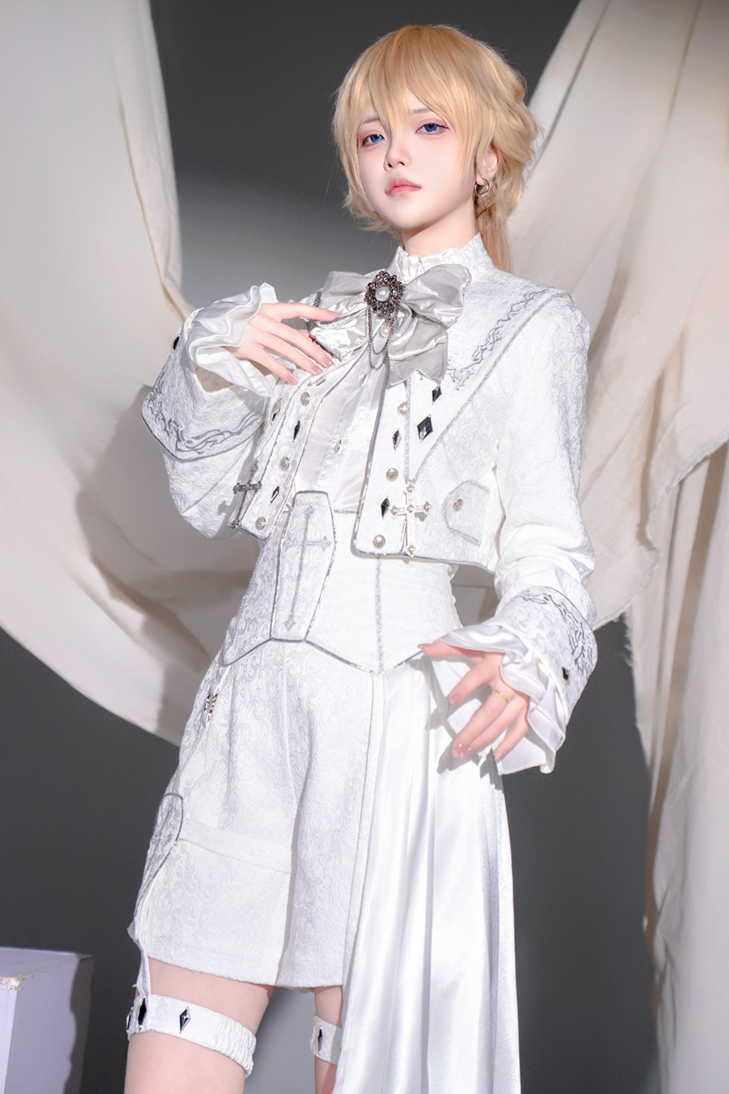 궁정 왕자 퓨어 재킷 + 페이크 칼라 + 셔츠 + 바지