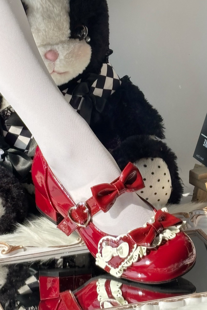 リボンムースケーキラウンドトゥロリータシューズ