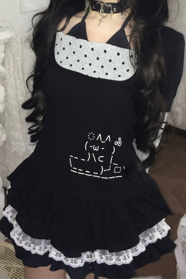 ダークスイートドットトップス+スカート