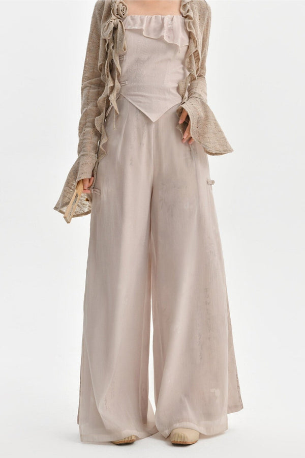 Zen Drape Feeling Wide Leg Pants + Cardigan + Sling