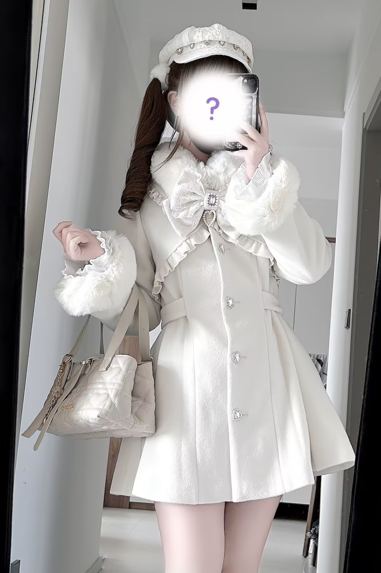 リボンウエストマークフレアコート