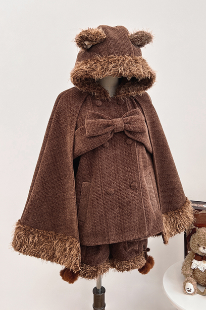 アニマルツイードコート＋ボアショートパンツ