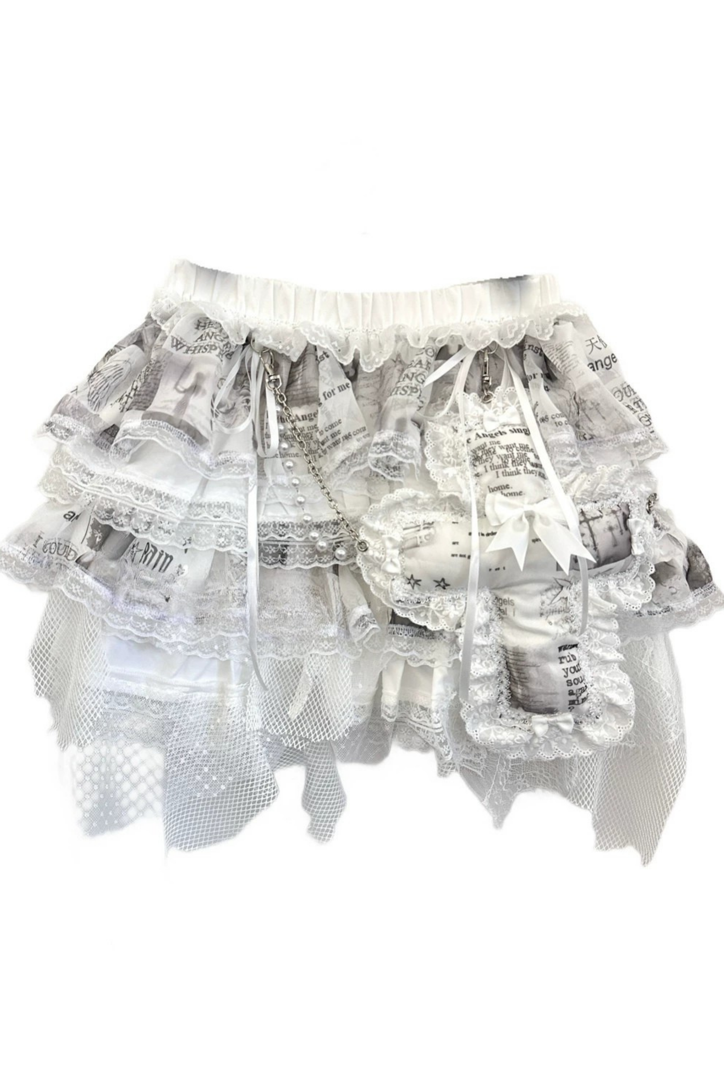 White Lace Asymmetrical Skirt + Pendant