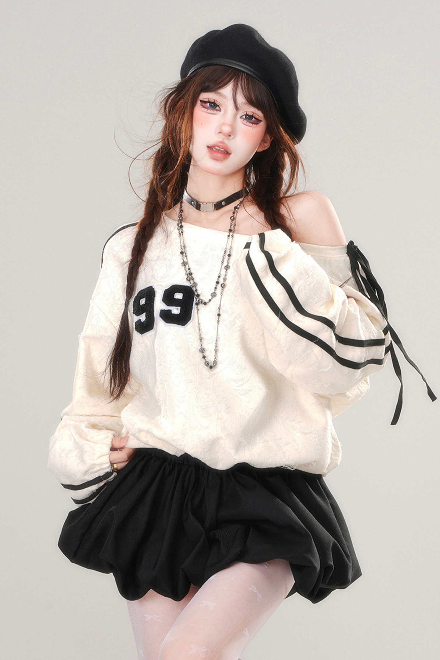 オフショルダースウェットワンピース