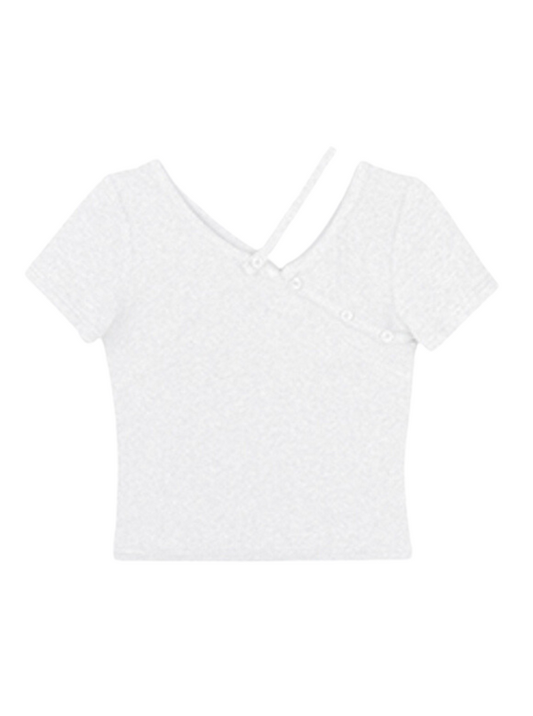 Asymmetrical strap cropped T-shirt
