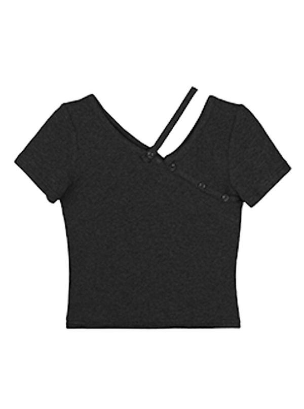 Asymmetrical strap cropped T-shirt