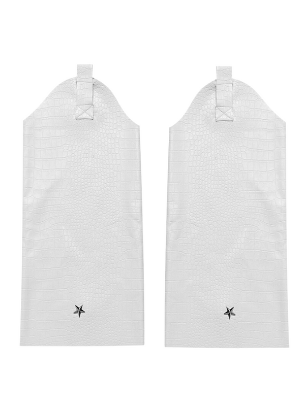 Denim & Leather Retro V-Slit Star Rivet Leg Covers