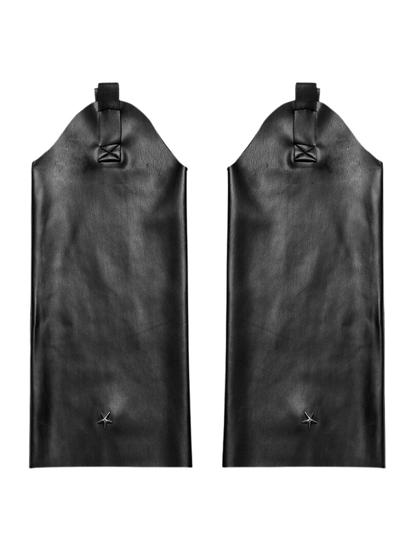 Denim & Leather Retro V-Slit Star Rivet Leg Covers