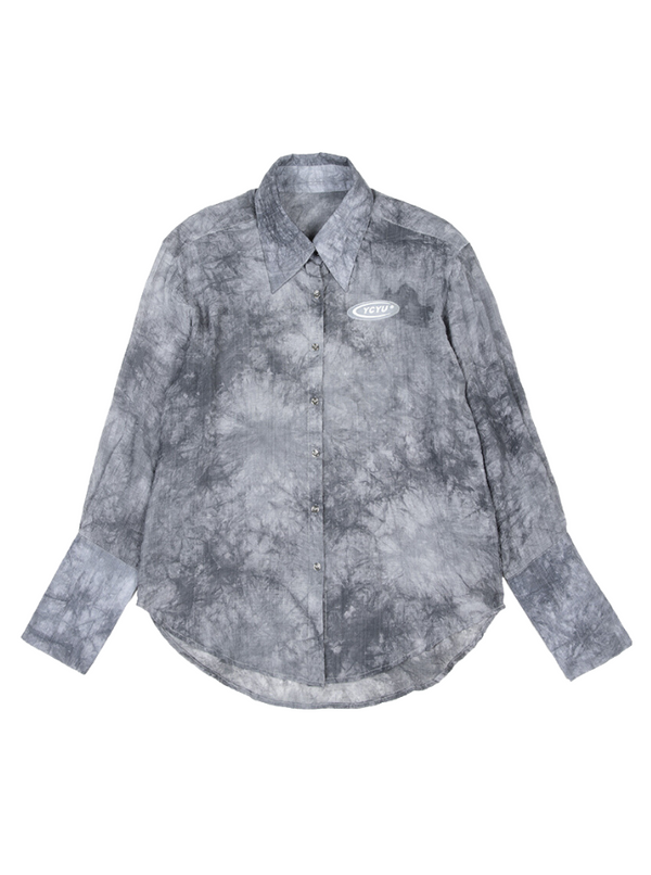Gray Marble Tie Dye Loose Summer Shirt