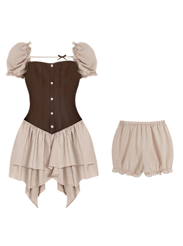 Fairy Puff Sleeve Elehem Tiered Dress