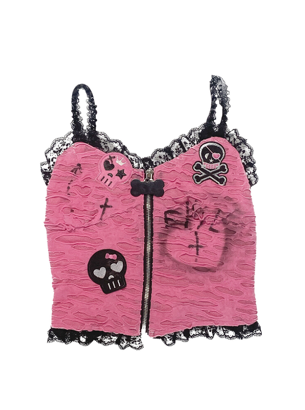 Rose red hot girl subculture sweet cool camisole 