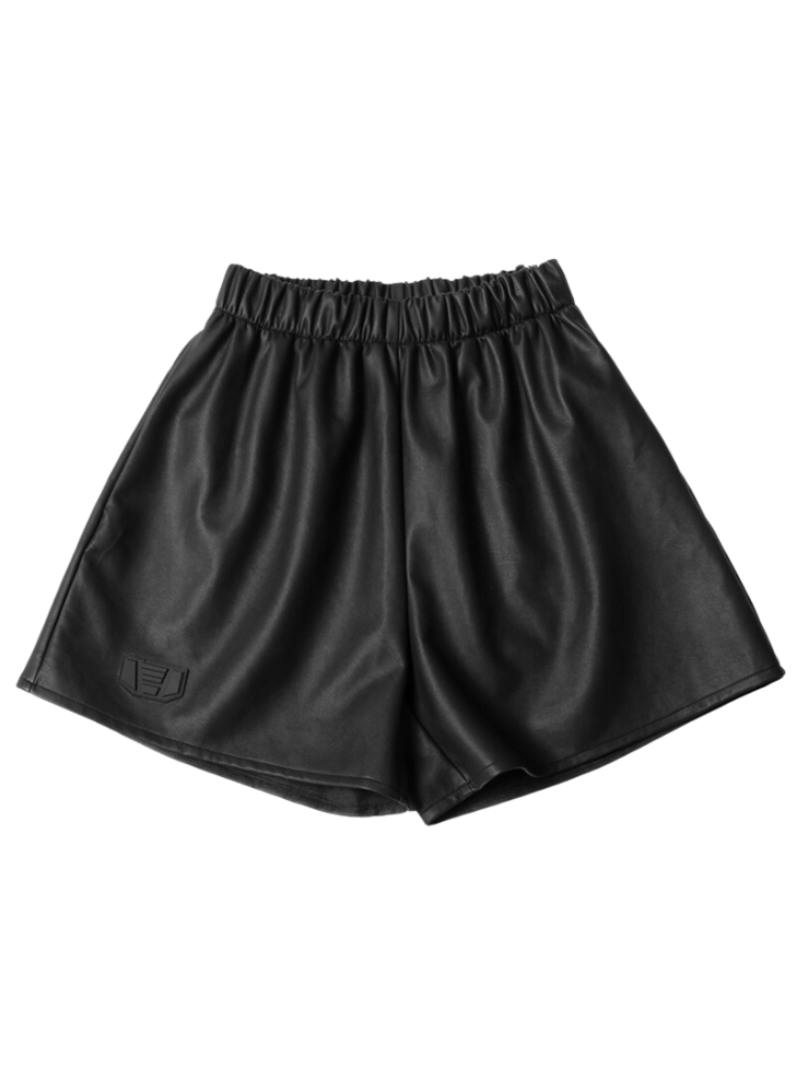 matte black leather shorts