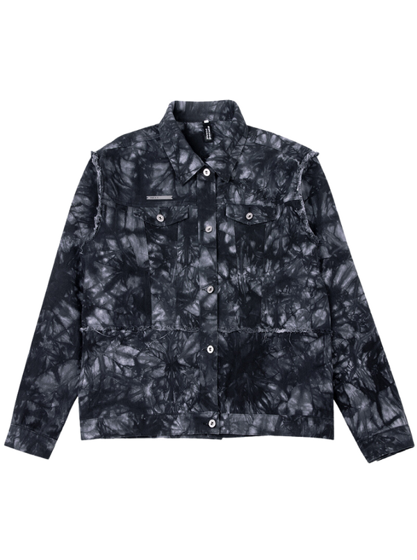 cool chic tie dye metal denim jacket