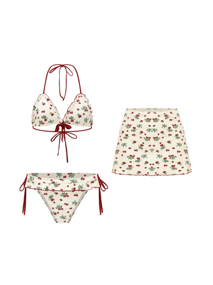 Retro Red One-Piece Swimsuit + 3-Piece Set-Up Swimsuit