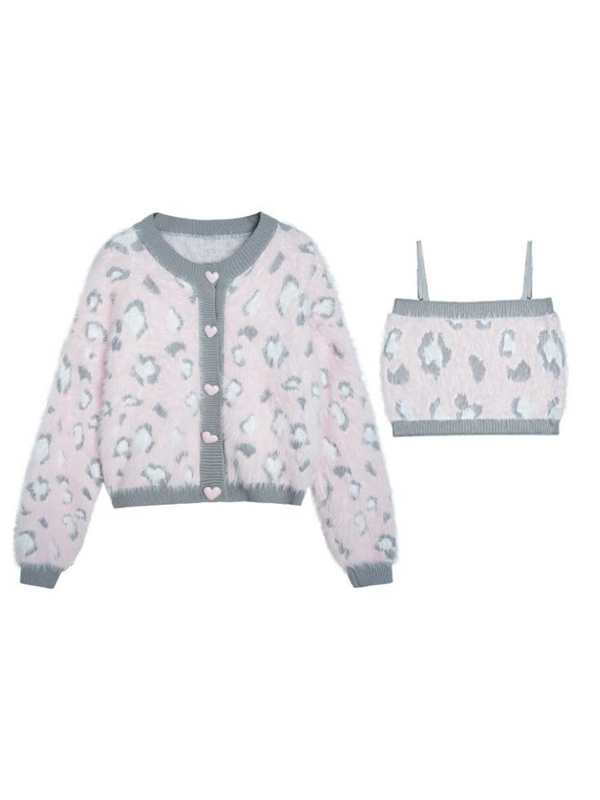 Sweet Fur Leopard Cardigan + Leopard Camisole