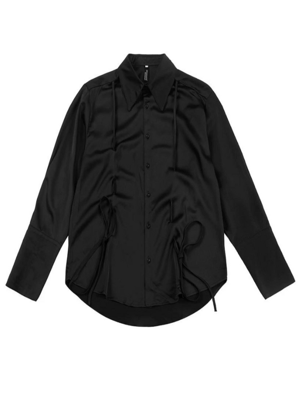 Satin Pleated Loose Design Big Shirt