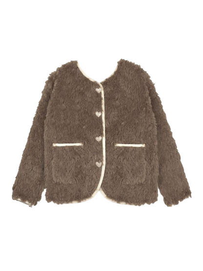 Chocolate Faux Fur Loose Jacket