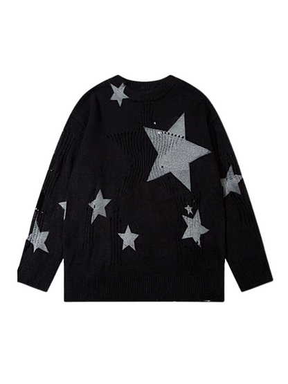 American Star Niche Dark Design Pullover Knit Loose Sweater