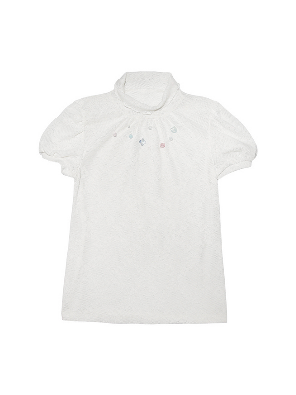 ビジューデザインハイネックTシャツ