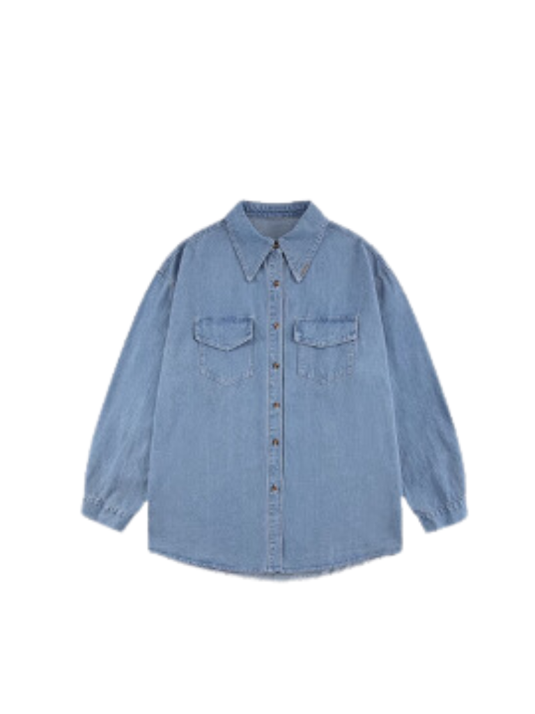 Retro Damaged Blue Denim Shirt