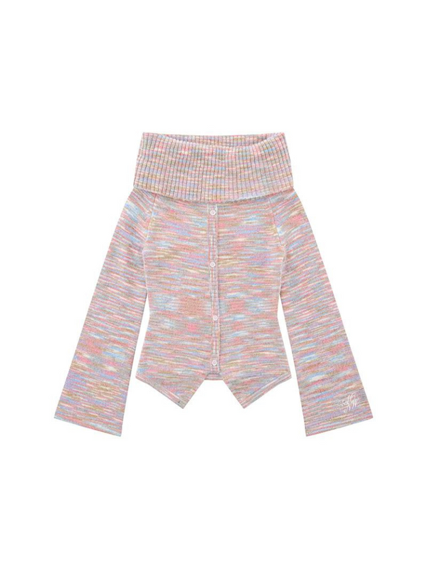 Pure Dzire Rainbow Stripe Off-the-shoulder Knit