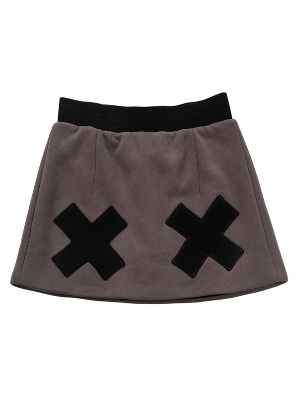 Rabbit ear contrast zip parker design pants skirt