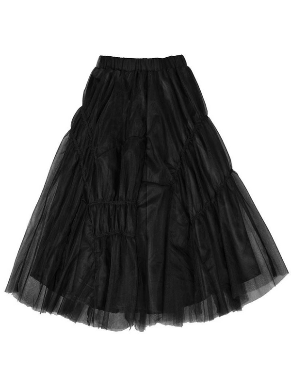 Designed Pleated Gauze Tulle Skirt