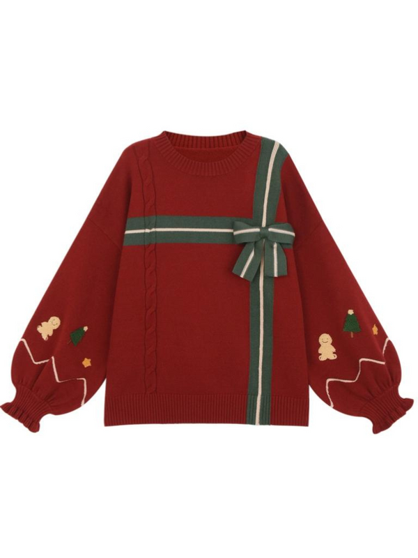 Retro Christmas covered knit top + Christmas knit dress