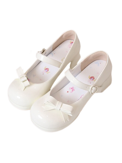 Lolita Round Toe Ribbon Mary Jane Heels