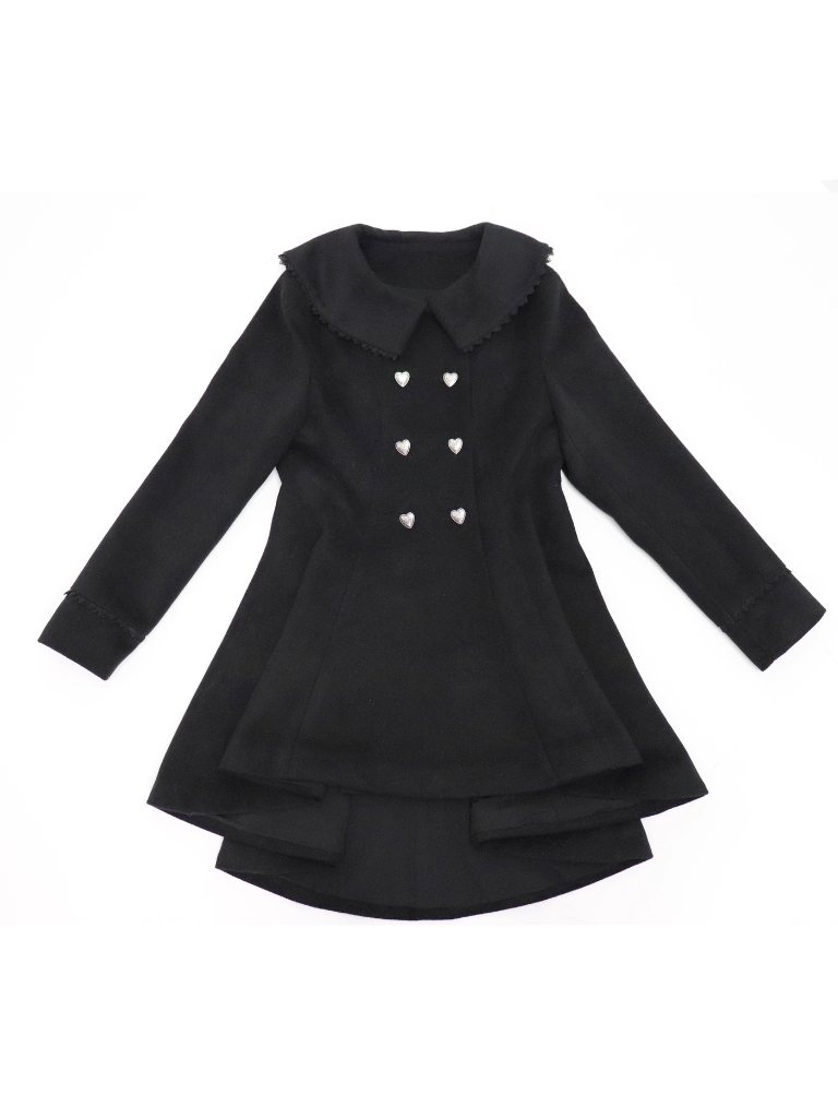 Metal Heart Black Wool Witchtail Coat