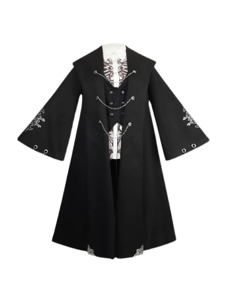 Manteau gilet sombre gothique laine cape veste beau Lolita design