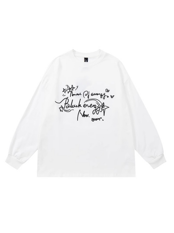 レタープリントラウンドネックトップス