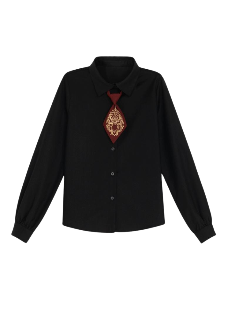 Magic Series Embroidery Necktie Black Shirt