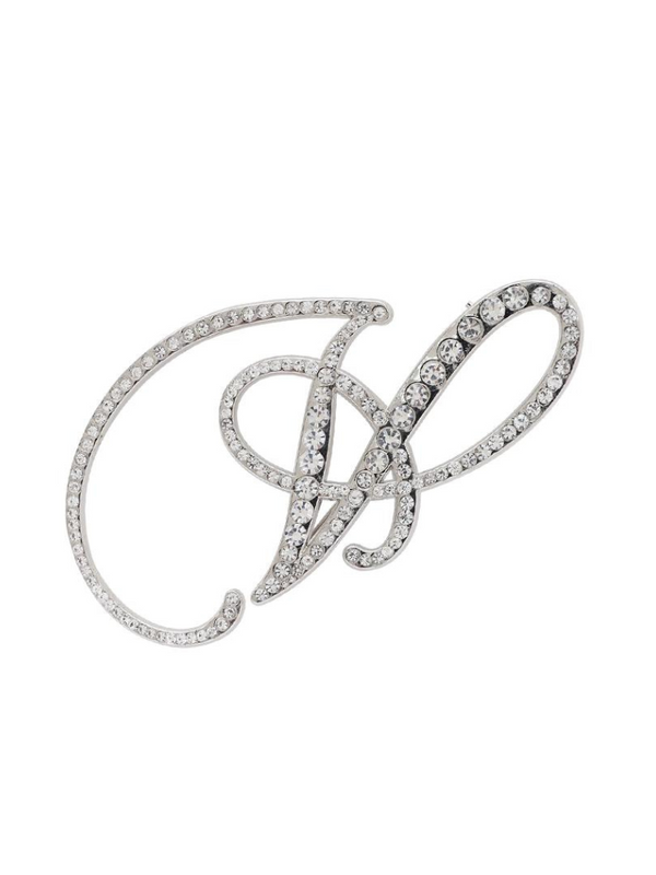 Silver logo brooch