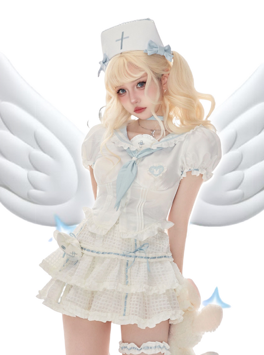 Angel Nursing Top + Sweet Frill Skirt
