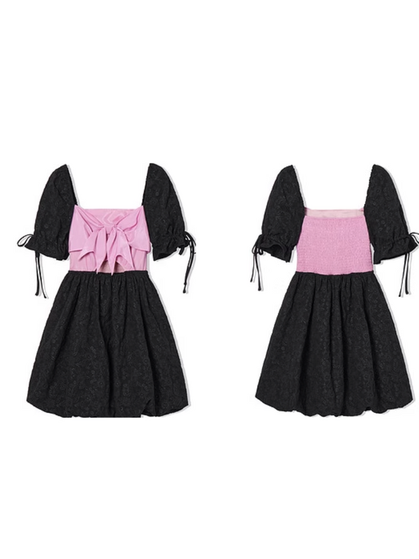 Blooming Puff Sleeve Design Square Neck Dress