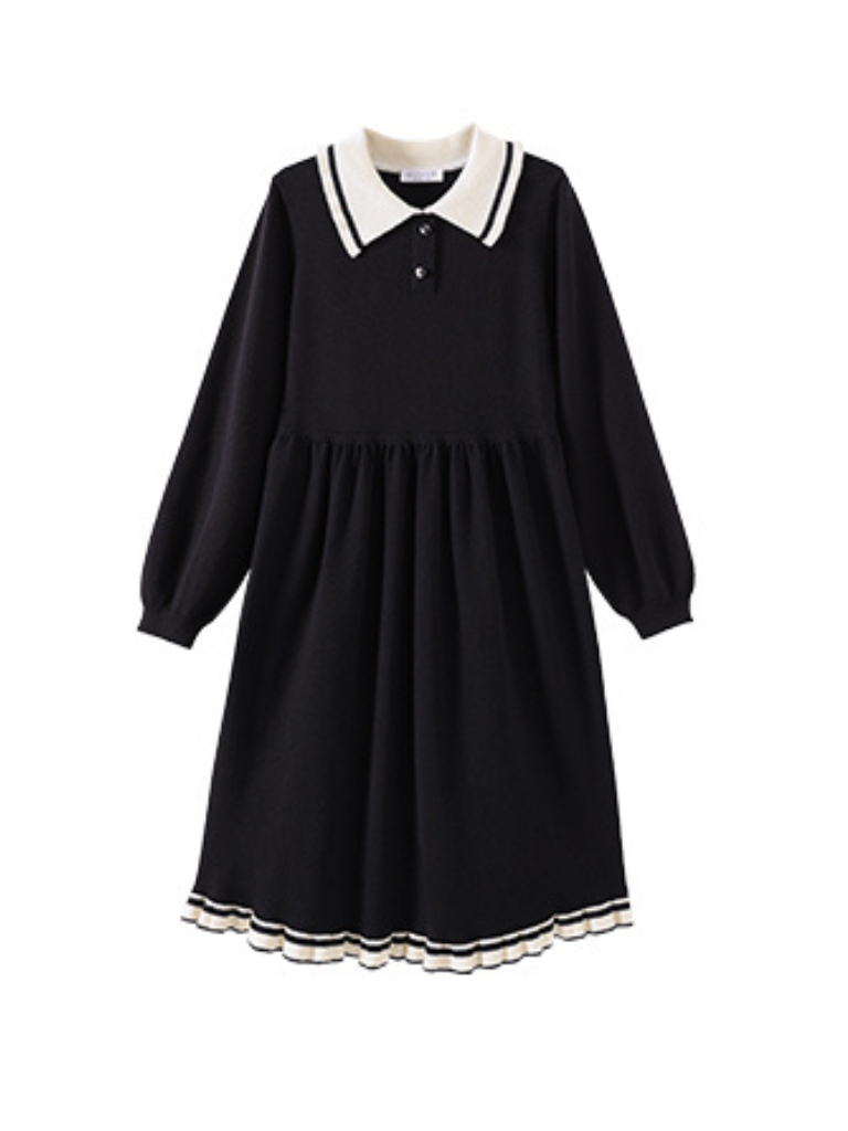 Robe longue en tricot monochrome et girly