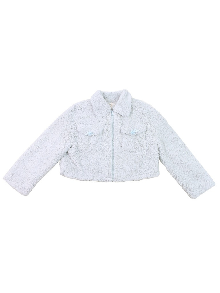 Manteau boa en peluche bleu clair