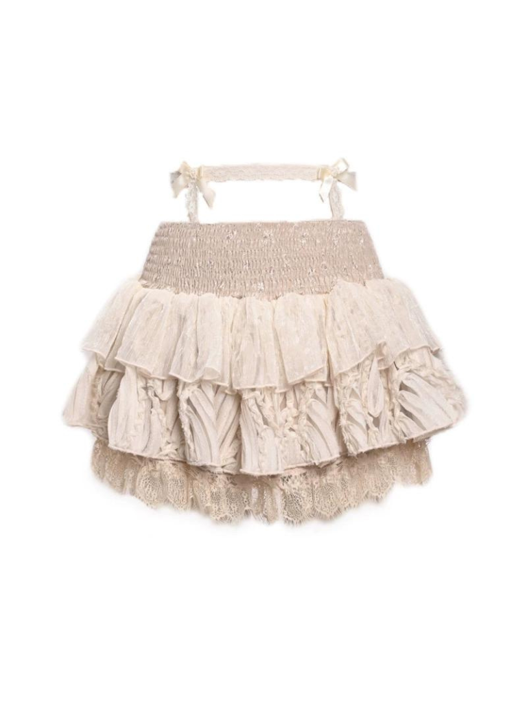 Broken Ballet Court French Jacquard Lace Cake Skirt [Reserved Item].