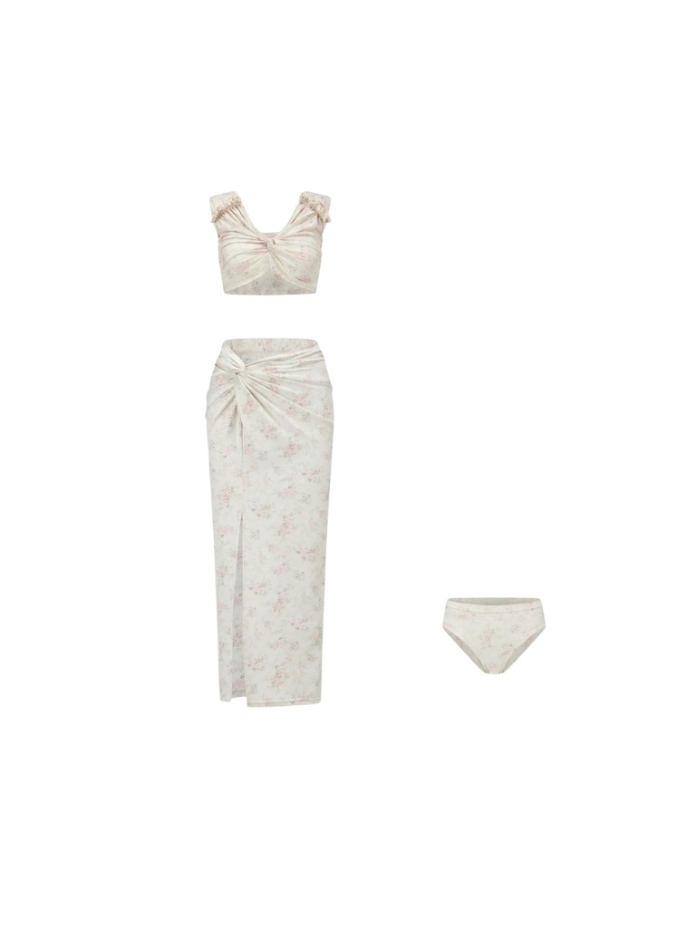 Sweet Retro Flower 3 Piece Set-Up Swimsuit